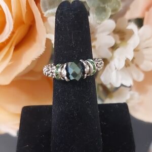 Handmade Stretch Ring Green & Silver READ for custom sizing! 👇